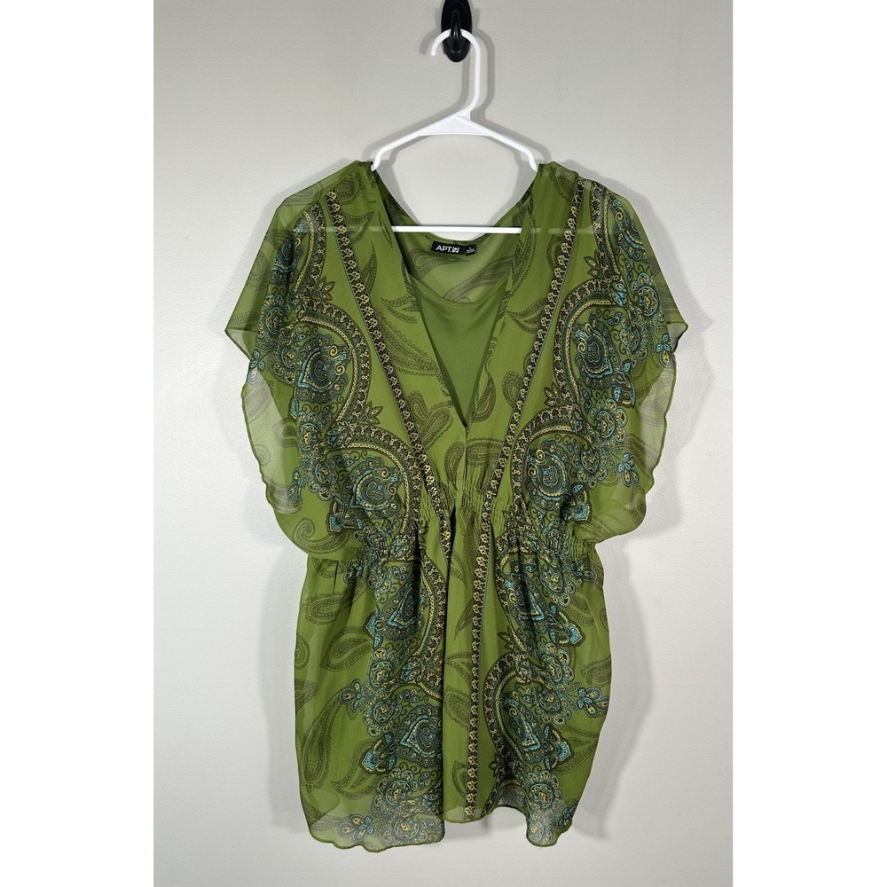 Y2K Forest Fairy Top Womens Large Green Paisley Babydoll‎ Grunge Goblin Read